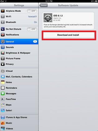 iPad Software Update, Download and Install